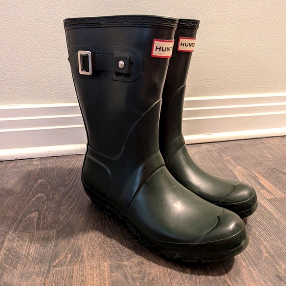 Hunter Original Short Boots Dark Green Size US 7/8 EU 38 - Picture 3 of 11